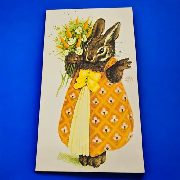 Dressed Rabbit Carrot Bouquet Easter Birthday Bunny Vintage Gordon Fraser Card - Picture 2 of 9